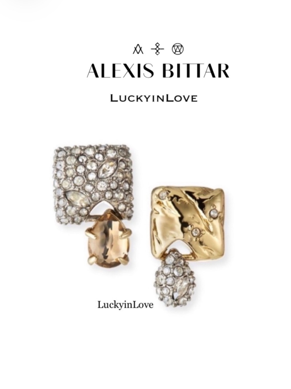 ALEXIS BITTAR • Crystal Mismatched Stud Earrings